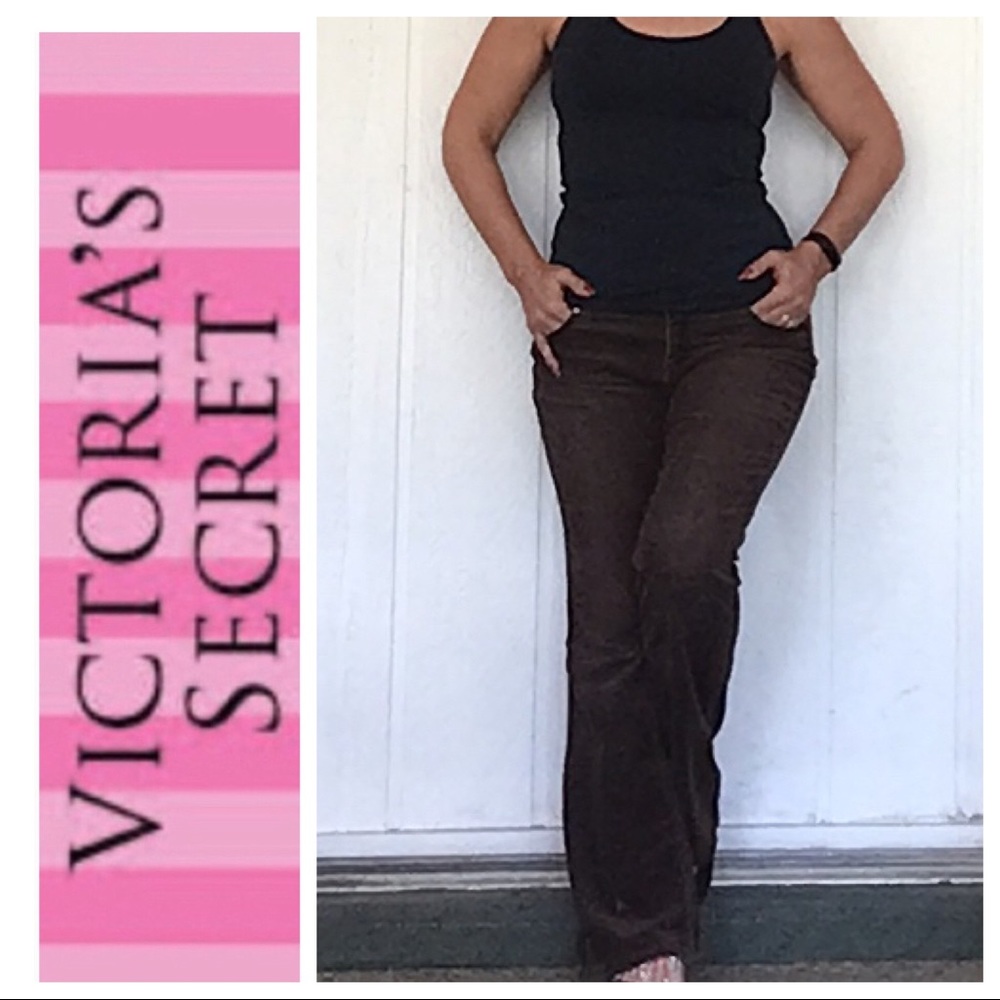 THE LONDON JEAN BY VICTORIAS SECRET BROWN CORDUROY FLARED PANTS  SIZE  6